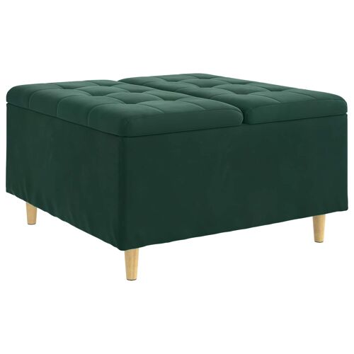 vidaXL Tabouret bouton avec coussin Vert foncé 80 x 80 x 45 cm Velours