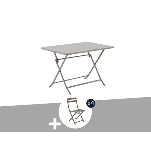 Table De Jardin Rectangle Greensboro 110 X 70 Cm Café Avec 4 Chaises - Hespéride