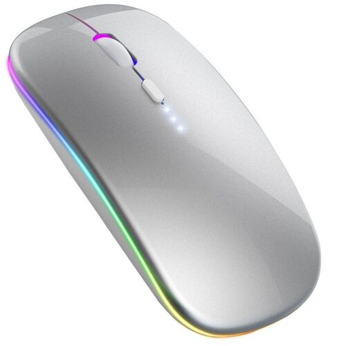 Souris Bluetooth, type - C rechargeable souris sans fil Bluetooth silencieuse, ordinateur portable de bureau universel, argent