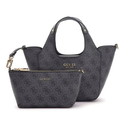 GUESS Sac à main gris foncé noir pour femme - Calista 2 in 1 Mini Tote Coal Logo 309978