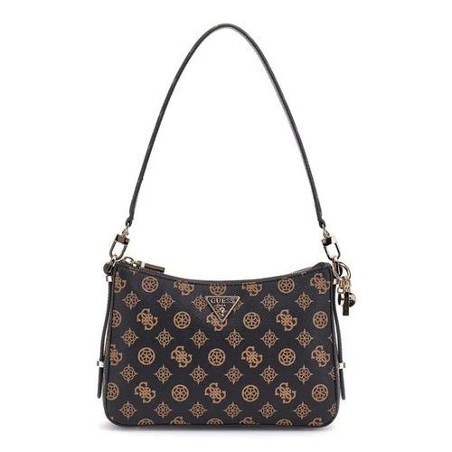 GUESS Sac à épaule brun foncé brun clair pour femme - Daryna II Top Zip Shoulder Bag Mocha Logo 311055