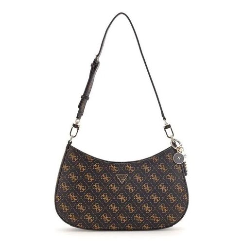 GUESS Sac à épaule brun foncé brun clair pour femme - Noelle II Top Zip Shoulder Bag Brown Logo 313972