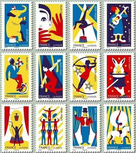 France 2017, Très Belle Série Complète Neuve** Luxe Yvert 1478 1489" Les Arts Du Cirque" , 12 Timbres Auto-Adhésifs Validité Permanente, Pour Collection Ou Affranchissement.