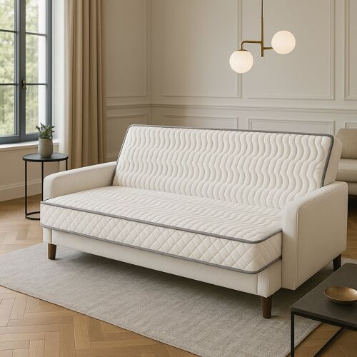 Matelas 140x190 10 cm - Tres Ferme Clic Clac - Decoupe Assise 60 cm - 5 Zones de Confort - Face Ete - Mousse Premium Haute Resilience - MATELAS NEW CLIC CLAC