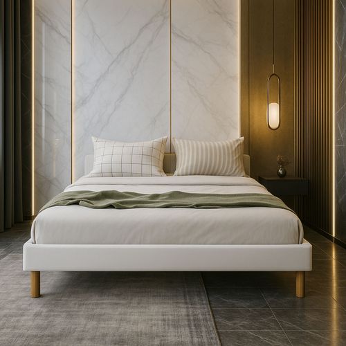 sommier tapissier 160x200 cm - 20 cm - 13 lattes - montage rapide et facile - revêtement facile d'entretien - SOMMIER GREGORY BLANC