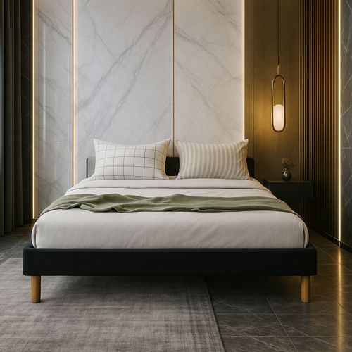 Sommier tapissier 160x200 - 20 cm - 13 lattes - montage rapide et facile - revêtement facile d'entretien - SOMMIER GREGORY NOIR