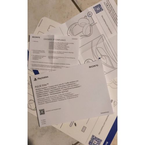 Mode d'emploi casque sans fil Sony pulse elite PlayStation notice d'utilisation manuel casque-mu rouge sans fil wireless CFI-ZWH2 CFI-ZWA2 CFI-ZPH2 EN Français anglais italien danois espagnol etc.