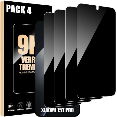4 Vitre Protection Verre Trempé Anti-espion pour Xiaomi 15T Pro - Noir - E.F.Connection