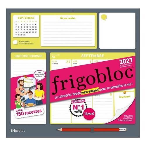 Frigobloc - Le Calendrier Maxi-Aimanté Pour Se Simplifier La Vie ! De Septembre 2026 À Décembre 2027, Avec 1 Crayon