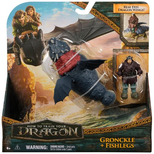 DreamWorks Dragons - Figurine Dragon Gronk + Viking Varek - Figurine Articulée Gronk 25 Cm Et Son Dresseur 10 Cm - Cadeau Enfant - Jouet Enfant 4 Ans Et + Inspiré Du Film How To Train Your Dragon