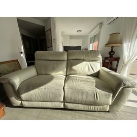 Canapé POLTRONESOFA-Cuir blanc- 3 places avec 2 relax électriques