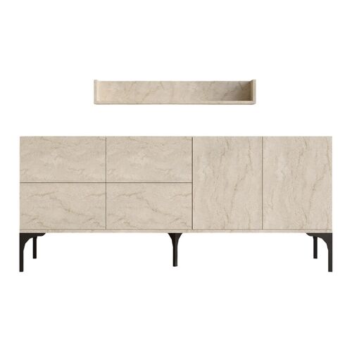 Console en bois "Stella" - 40 x 180 x 55 cm - Travertin