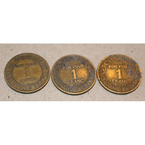 3 Jetons Chambre De Commerce De Paris 1922 Bon Pour 1 Franc