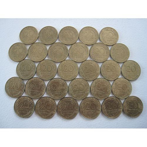 Lot De 29 Pièces De Monnaie - France - 20 C De Franc - Marianne - Toutes Différentes Années 1962 À 2000 Dont 1994 ( Abeille Et Dauphin )