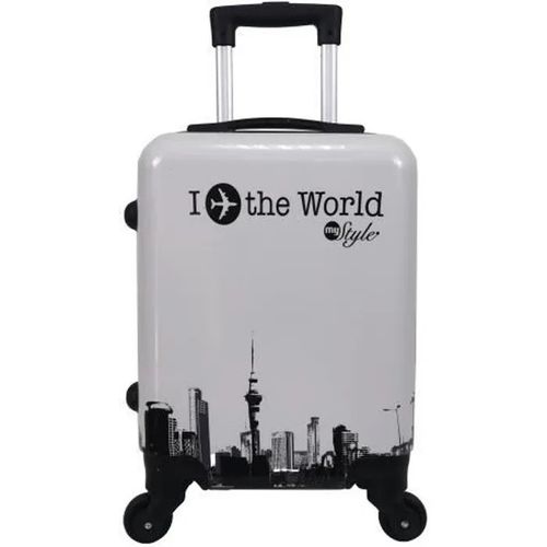 Valise Cabine 4 roues 42x30x20cm 4 roues "World"- Blanc Polyarbonate - Trolley ADC