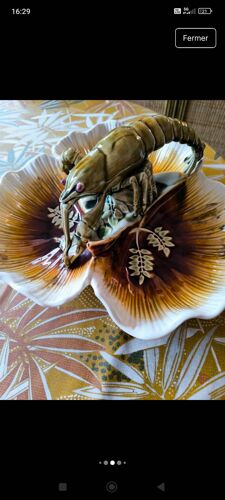 Choisy Le Roi Majolique Plat Tripode Homard Et Crustacés