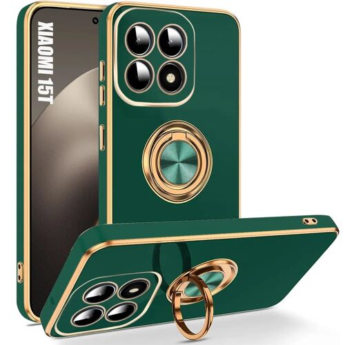 Coque pour Xiaomi 15T, Protection Antichoc Anti-Rayures Slim avec Anneau Rotatif - Vert Nuit - E.F.Connection