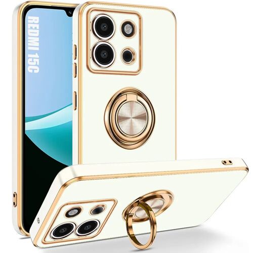 Coque pour Xiaomi Redmi 15C 4G/5G, Protection Silicone Antichoc Anti-Rayures Slim avec Anneau - Blanc - E.F.Connection