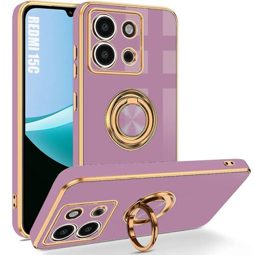 Coque pour Xiaomi Redmi 15C 4G/5G, Protection Silicone Antichoc Souple avec Anneau Rotatif - Violet - E.F.Connection
