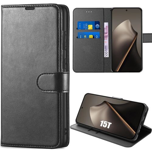 Coque pour Xiaomi 15T, Protection Intégrale Anti-Rayures Antichoc Synthécuir Luxe Noir - E.F.Connection