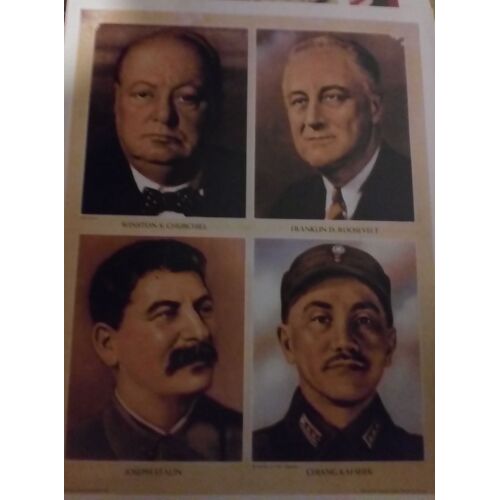 Affiche Propagande Seconde Guerre Mondiale, Reproduction : 4 Leaders