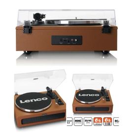 Platine Disque Vinyle - Bluetooth 5.0 - 4 haut-parleurs intégrés - Vintage Bois Sortie RCA, Entrée Auxiliaire, Prise casque de 3,5