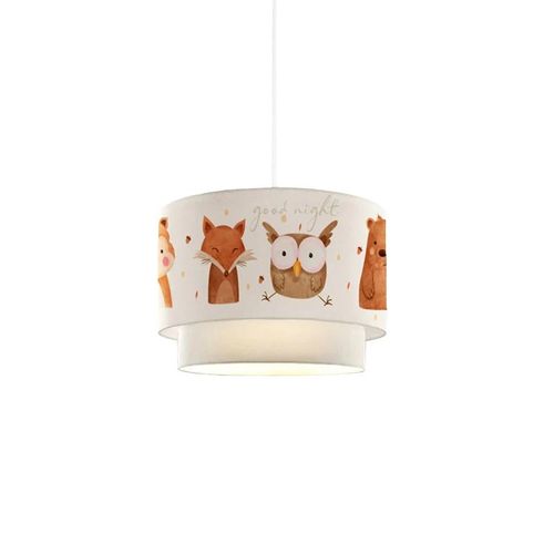 Plafonnier Suspension Luminaire Pour Enfant E27 Blanc-Rouge Carrelage D30x20cm