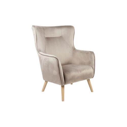 Fauteuil insicive tissu velours beige-pied naturel 72x89x105 cm