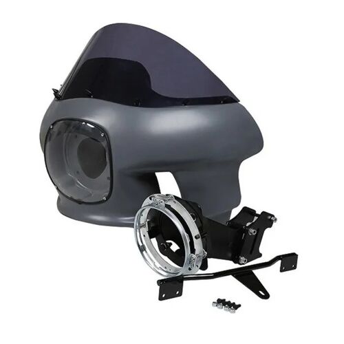 Carénage Avant - Harley-Davidson Dyna 2006-2017 - Pare-Brise Teinté - Support Phare 7" - Cache Phare Non Peint