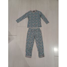 Pyjama Gris Et Bleu,Motif Feuilles,Taille 6 Ans
