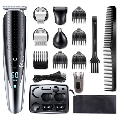 Tondeuse Cheveux Hatteker Rfc-59805 Tondeuse Barbe Tondeuse De Précision 5 En 1 Charge Par Usb Étanche Ipx7 Noir