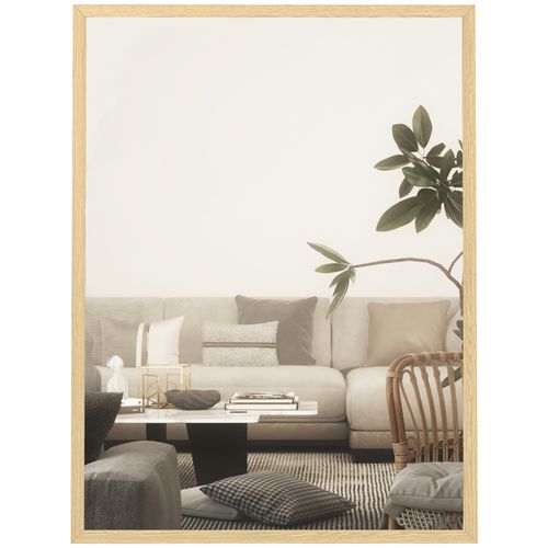 Miroir mural rectangulaire dim. 60L x 80H cm MDF effet bois naturel