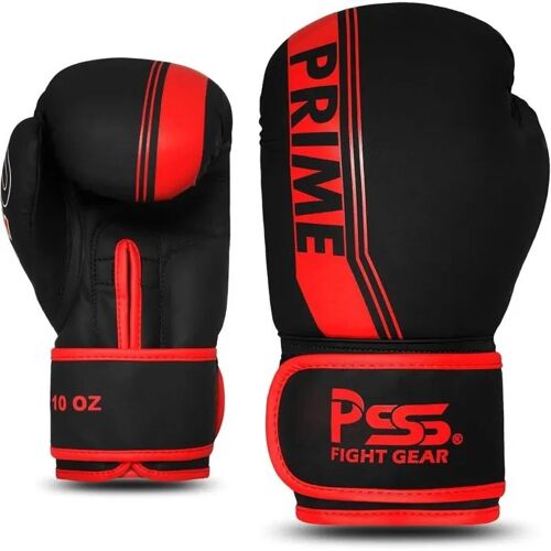 Gants De Boxe - Pss - T4u - Enfant 3 À 14 Ans - Cuir Pu - Noir/Rouge - 4oz À 10oz