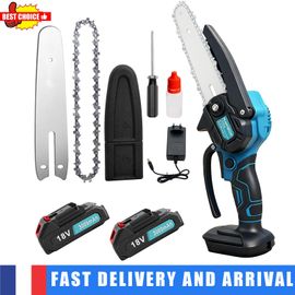 Mini tronçonneuse sans fil, 6 pouces (environ 15,2 cm) avec 1 chaîne, tronçonneuse électrique à main avec 2 batteries de 3,0 Ah, pour couper du bois et élaguer des arbres.