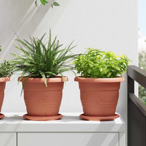 vidaXL Pots de plantes 6 pcs Rouge brique Ø 26 x 21.5 cm Plastique