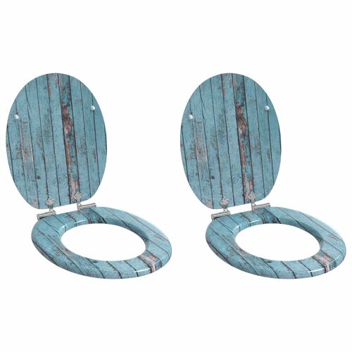 vidaXL Siège de toilette 2 pcs Bleu 43,8 x 37,8 cm Panneau MDF