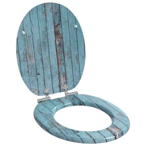 vidaXL Siège de toilette Bleu 43,8 x 37,8 cm Panneau MDF