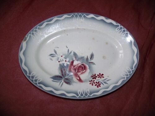 Plat Ovale Collection Olga De Digoin Sarreguemines. Blason Estampillé. Beau Glacis. Peint À La Main.