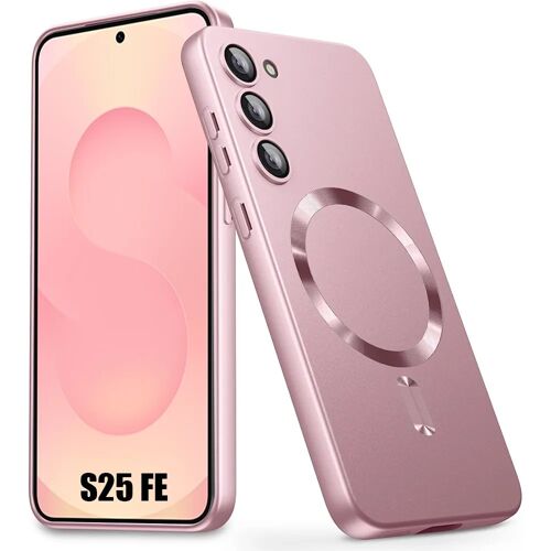 Coque pour Samsung Galaxy S25 FE, Protection Silicone Liquide Slim Anti-Rayures avec Cercle Magnétique - Rose - E.F.Connection