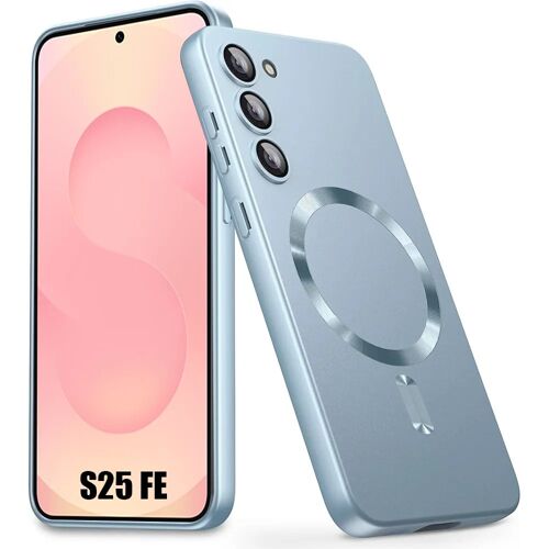 Coque pour Samsung Galaxy S25 FE, Protection Silicone Doux Slim Anti-Rayures avec Anneau Magnétique - Bleu - E.F.Connection