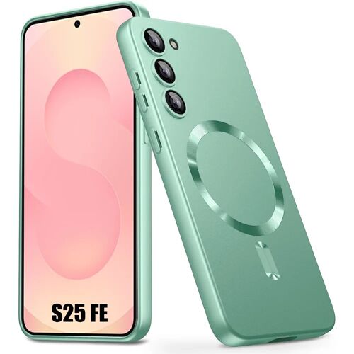 Coque pour Samsung Galaxy S25 FE, Protection Silicone Liquide Fine Antichoc avec Anneau Magnétique - Vert - E.F.Connection