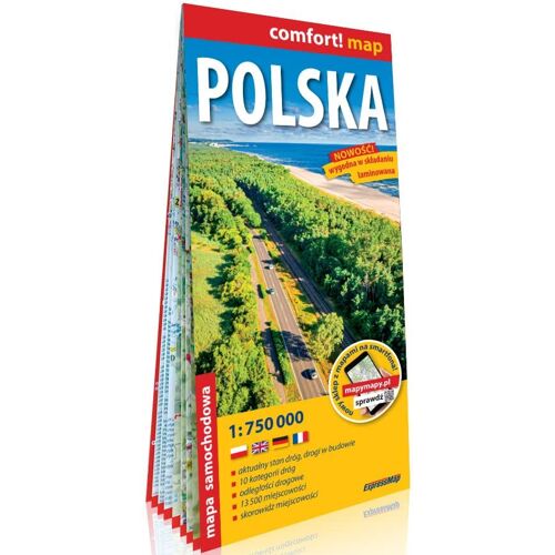 Pologne (Pol) 1/750000: Carte Laminée Grand Format