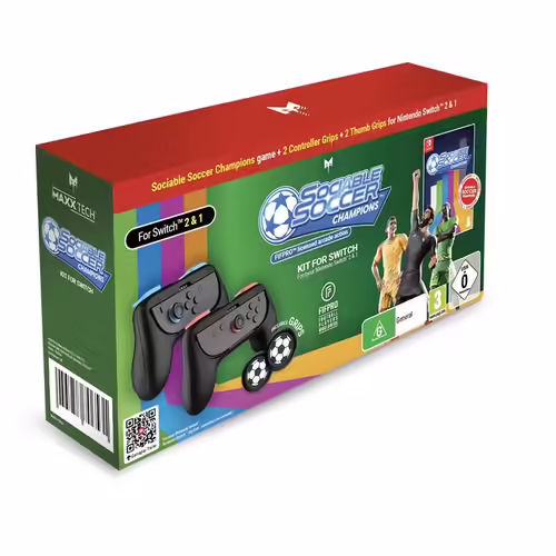 Sociable Soccer Champions Kit for Switch 1 & 2 + Grips Ballon