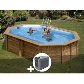 Kit piscine bois Gré Canelle 2 5,35 x 3,35 x 1,17 m + Poolican