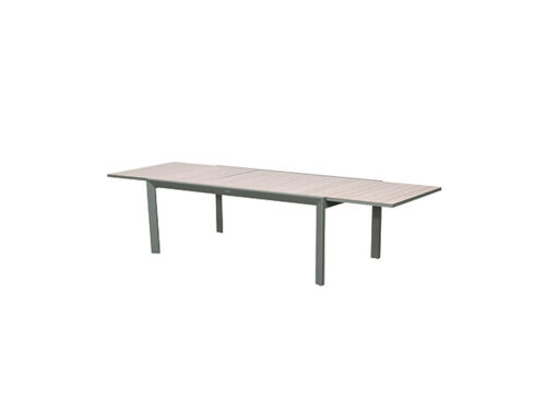 Table De Jardin Rectangulaire Extensible Rallonge Coulissante Alu Evasion Effet Bois Lin Laurier - 10/12 Places - Hespéride