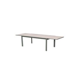 Table De Jardin Rectangulaire Extensible Rallonge Coulissante Alu Evasion Effet Bois Lin Laurier - 10/12 Places - Hespéride