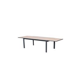 Table De Jardin Rectangulaire Extensible Rallonge Coulissante Alu Evasion Effet Bois Honey Graphite- 10/12 Places - Hespéride