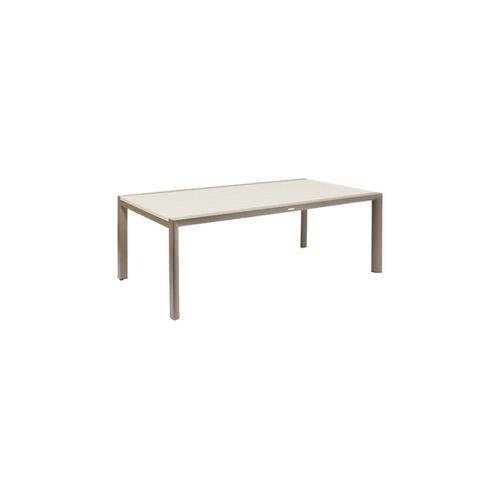 Table De Jardin Extensible En Alu Luzane Argile/Café, Rallonge Relevable - 12 Places - Hespéride