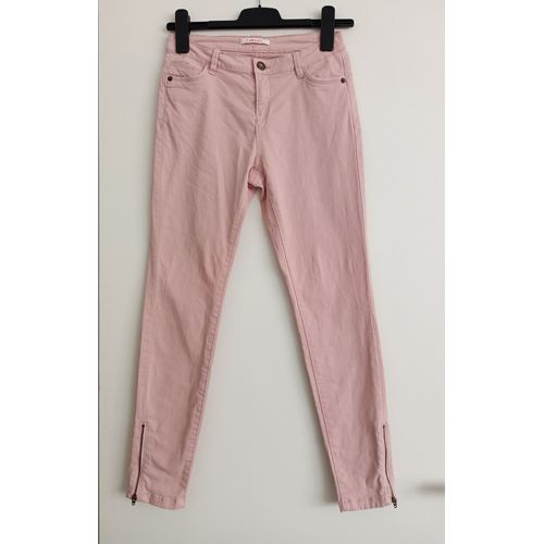 Pantalon Rose Pale. Cheville Zipee. Camaieu. Taille 34