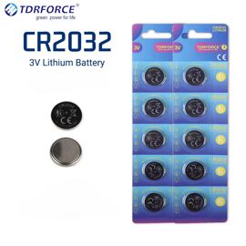Lot de 5 piles bouton lithium CR2032 3V ¿ Batterie plate pour télécommande, montre, carte mère, clé de voiture